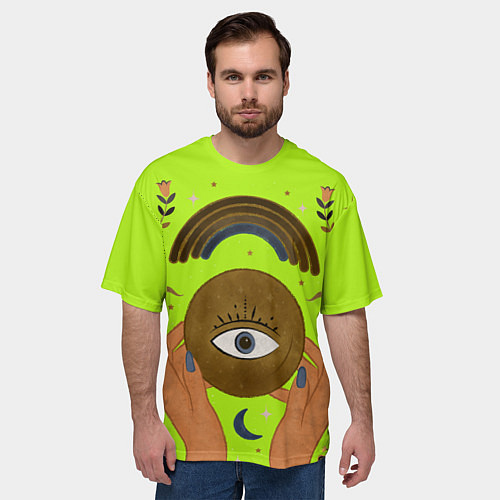 Мужская футболка оверсайз ВСЕВИДЯЩЕЕ ГЛАЗ / 3D-принт – фото 3