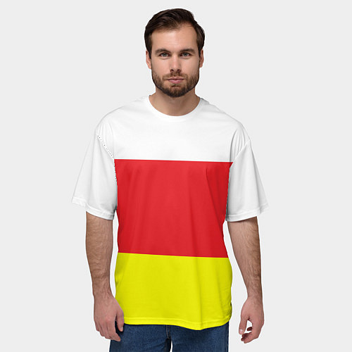 Мужская футболка оверсайз СЕВЕРНАЯ ОСЕТИЯ РЕСПУБЛИКА / 3D-принт – фото 3