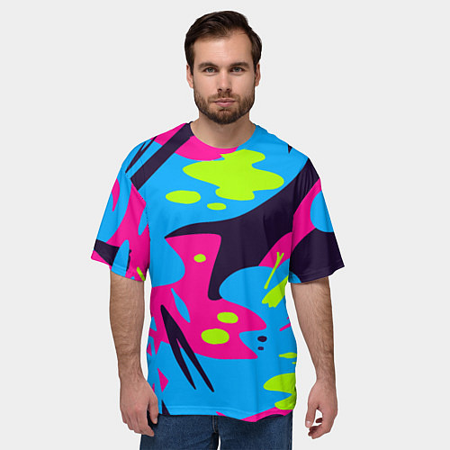 Мужская футболка оверсайз Color abstract pattern Summer / 3D-принт – фото 3