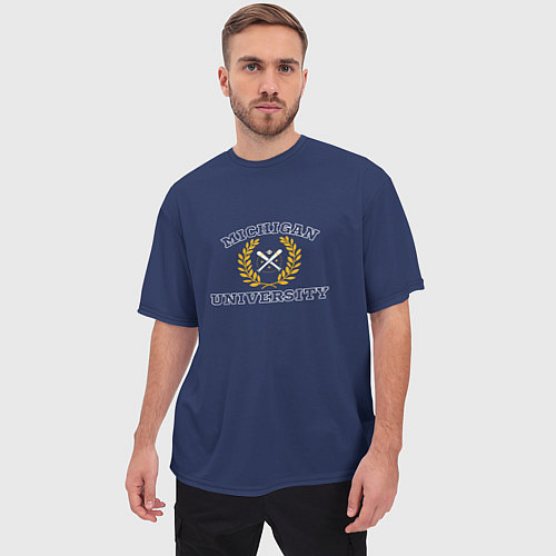 Мужская футболка оверсайз Michigan University, дизайн в стиле американского / 3D-принт – фото 3