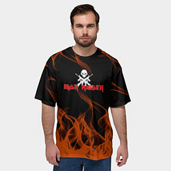 Футболка оверсайз мужская Iron maiden огонёк, цвет: 3D-принт — фото 2