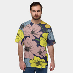 Футболка оверсайз мужская Цветы Винтажный Цветок, цвет: 3D-принт — фото 2