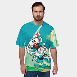 Футболка оверсайз мужская 2 Чашечки Cuphead, цвет: 3D-принт — фото 2
