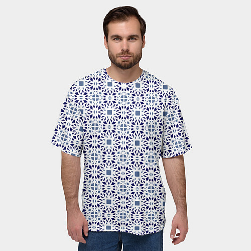 Мужская футболка оверсайз ПАТТЕРН ГЕОМЕТРИЧЕСКИЙ ЗИМНИЙ / 3D-принт – фото 3