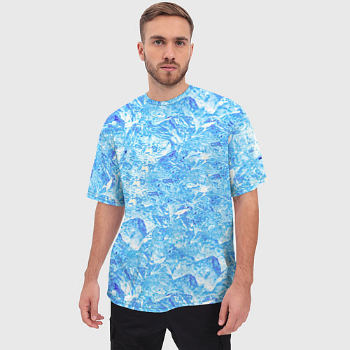 Мужская футболка оверсайз Сапфировые Кубики Льда / 3D-принт – фото 3