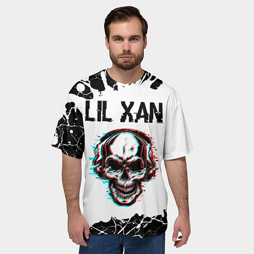 Мужская футболка оверсайз Lil Xan ЧЕРЕП Краска / 3D-принт – фото 3