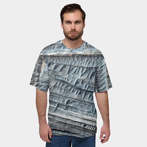 Мужская футболка оверсайз Текстура скалы Mountain Stone / 3D-принт – фото 3