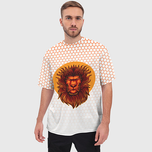 Мужская футболка оверсайз Солнечный лев / 3D-принт – фото 3