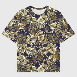 Футболка оверсайз мужская Узоры и листья, цвет: 3D-принт