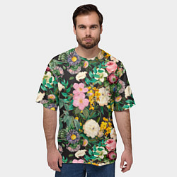 Футболка оверсайз мужская Паттерн из летних цветов Summer Flowers Pattern, цвет: 3D-принт — фото 2