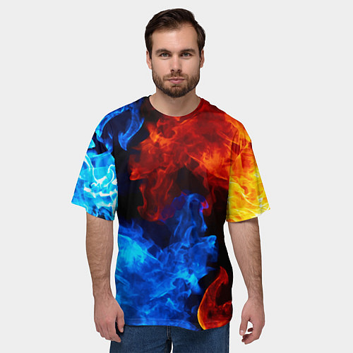 Мужская футболка оверсайз Огонь - Вода Инь - Янь / 3D-принт – фото 3