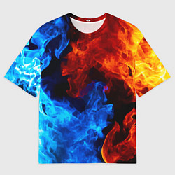 Мужская футболка оверсайз Огонь - Вода Инь - Янь