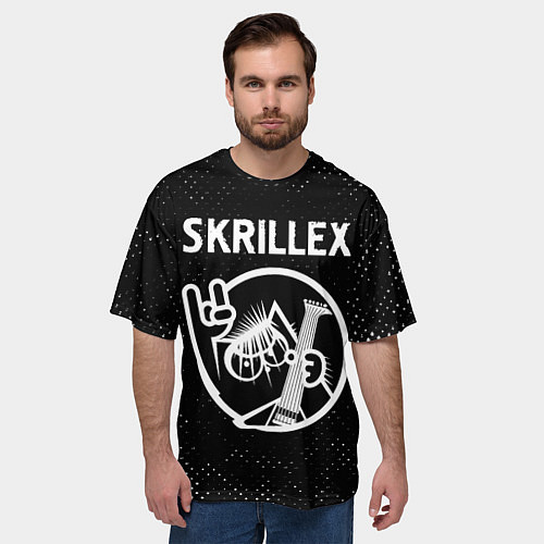 Мужская футболка оверсайз Skrillex - КОТ - Потертости / 3D-принт – фото 3