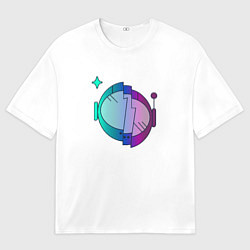 Футболка оверсайз мужская Шлем космонавта, цвет: 3D-принт