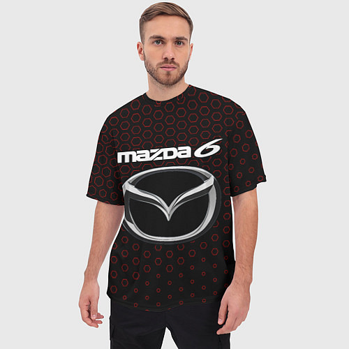 Мужская футболка оверсайз MAZDA 6 - Соты / 3D-принт – фото 3