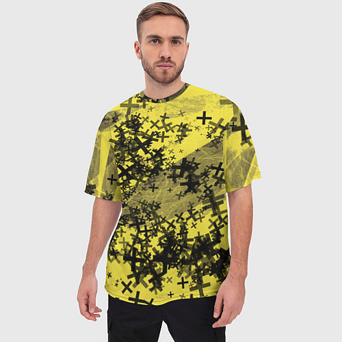 Мужская футболка оверсайз Кресты и хаос На желтом Коллекция Get inspired! Fl / 3D-принт – фото 3