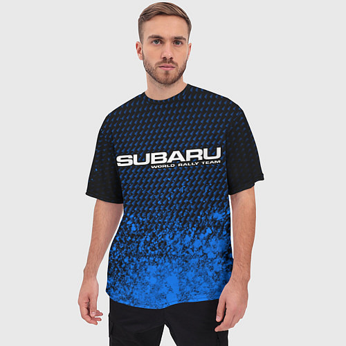 Мужская футболка оверсайз SUBARU RACING Арт / 3D-принт – фото 3