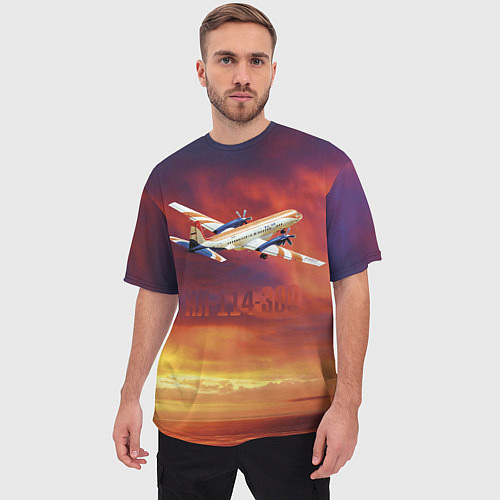 Мужская футболка оверсайз Самолет Ил 114-300 / 3D-принт – фото 3