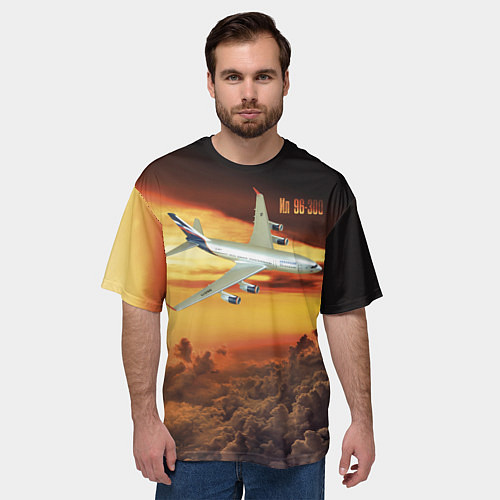 Мужская футболка оверсайз Гражданский самолет Ил 96-300 / 3D-принт – фото 3