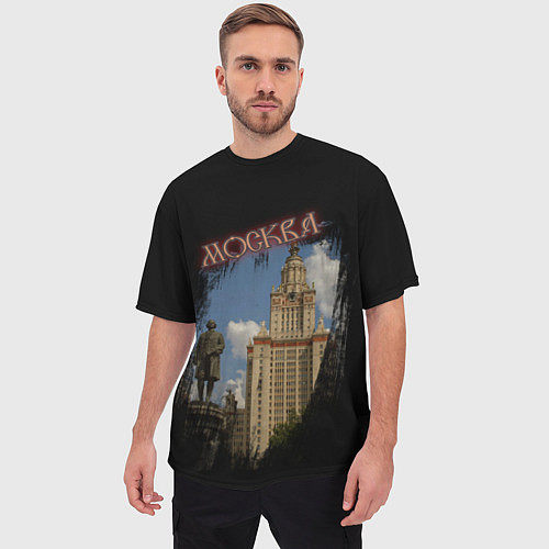 Мужская футболка оверсайз Москва МГУ / 3D-принт – фото 3
