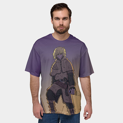 Мужская футболка оверсайз Торфинн на холме / 3D-принт – фото 3