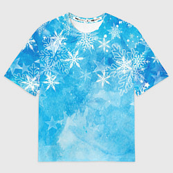 Футболка оверсайз мужская Новогодние снежинки, цвет: 3D-принт
