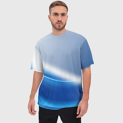 Мужская футболка оверсайз Цифровая волна / 3D-принт – фото 3