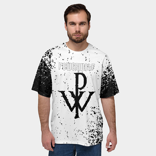 Мужская футболка оверсайз Powerwolf знак / 3D-принт – фото 3