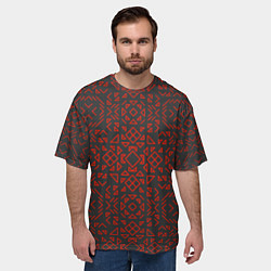 Футболка оверсайз мужская КРАСНЫЕ ЛИНИИ ПАТТЕРН, цвет: 3D-принт — фото 2