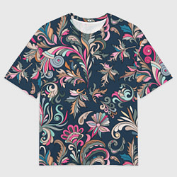 Мужская футболка оверсайз Холодная хохлома