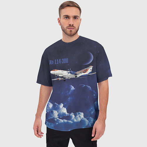 Мужская футболка оверсайз Пассажирский самолет Ил-114-300 / 3D-принт – фото 3
