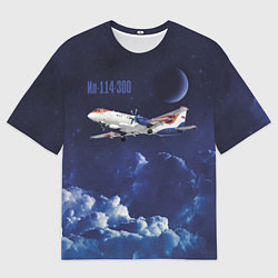 Футболка оверсайз мужская Пассажирский самолет Ил-114-300, цвет: 3D-принт