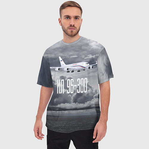 Мужская футболка оверсайз Пассажирский самолет Ил 96-300 / 3D-принт – фото 3