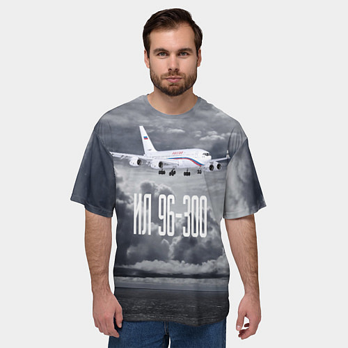 Мужская футболка оверсайз Пассажирский самолет Ил 96-300 / 3D-принт – фото 3