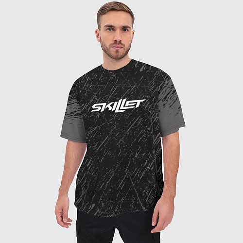 Мужская футболка оверсайз Skillet Скиллет Logotip / 3D-принт – фото 3