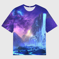 Футболка оверсайз мужская Фантастический пейзаж Водопад Неон, цвет: 3D-принт