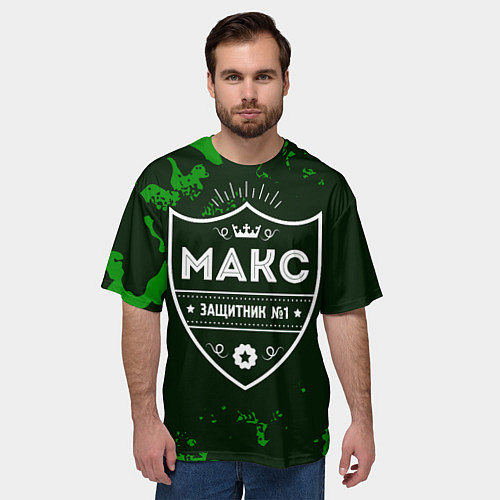 Мужская футболка оверсайз Макс ЗАЩИТНИК Милитари / 3D-принт – фото 3