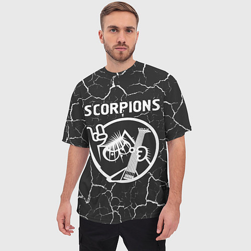 Мужская футболка оверсайз Scorpions КОТ Трещины / 3D-принт – фото 3