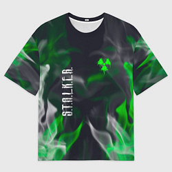 Футболка оверсайз мужская S T A L K E R 2 пламя, цвет: 3D-принт