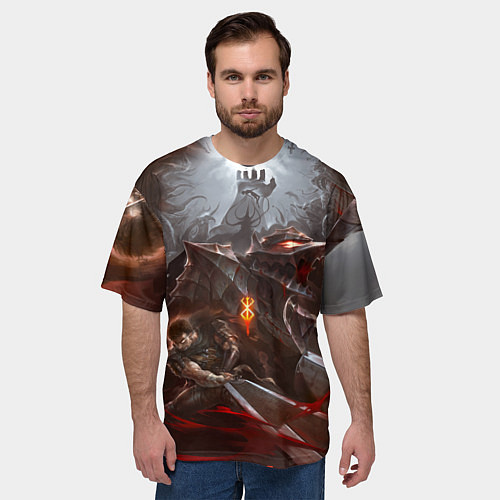 Мужская футболка оверсайз BERSERK My hands are covered in blood / 3D-принт – фото 3