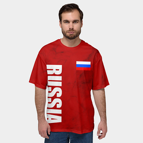 Мужская футболка оверсайз RUSSIA - RED EDITION - SPORTWEAR / 3D-принт – фото 3