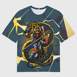Футболка оверсайз мужская Самурай с драконом, цвет: 3D-принт