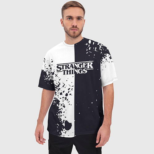 Мужская футболка оверсайз STRANGER THINGS ОЧЕНЬ СТРАННЫЕ ДЕЛА ДВА ЦВЕТА / 3D-принт – фото 3