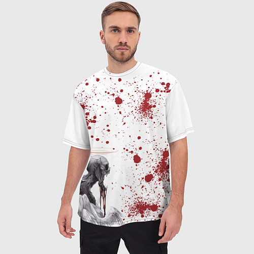 Мужская футболка оверсайз Смерти подобно - кричит и кровь изо рта / 3D-принт – фото 3