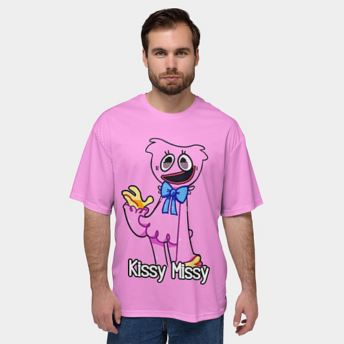 Мужская футболка оверсайз POPPY PLAYTIME - КИССИ МИССИ МАШЕТ РУКОЙ / 3D-принт – фото 3