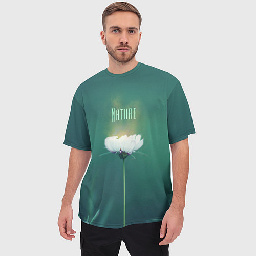 Мужская футболка оверсайз Природа - цветок / 3D-принт – фото 3