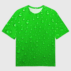 Мужская футболка оверсайз Зеленый фон с росой