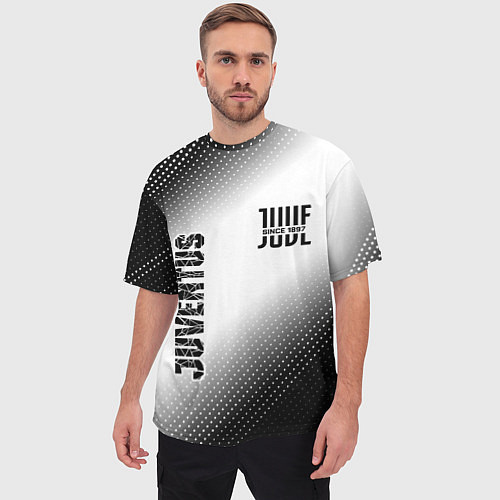 Мужская футболка оверсайз JUVENTUS Juventus Градиент / 3D-принт – фото 3