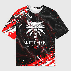 Футболка оверсайз мужская THE WITCHER ВОЛК БРЫЗГИ КРАСОК МОЛНИИ, цвет: 3D-принт