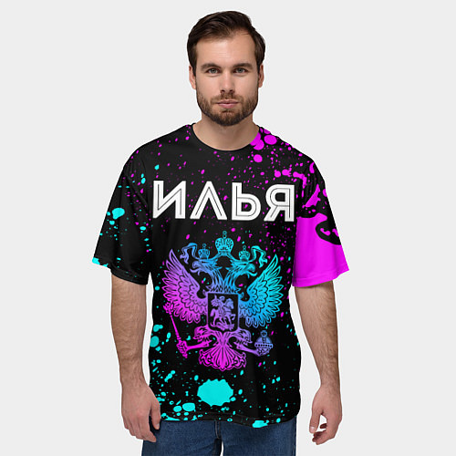 Мужская футболка оверсайз Илья Россия / 3D-принт – фото 3